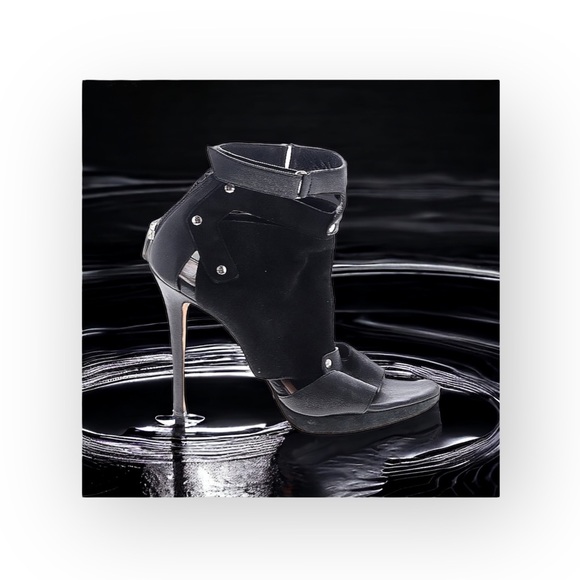 Herve Leger 𖤐 Platform Suede Leather Stiletto Heel Ankle Booties 𖤐 Black 37 7 - Picture 16 of 17